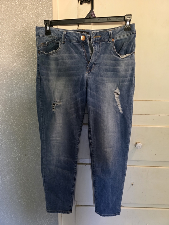 1822 Denim Denim - 1822 Denim Women's Faded Distressed Blue Boyfriend Jeans